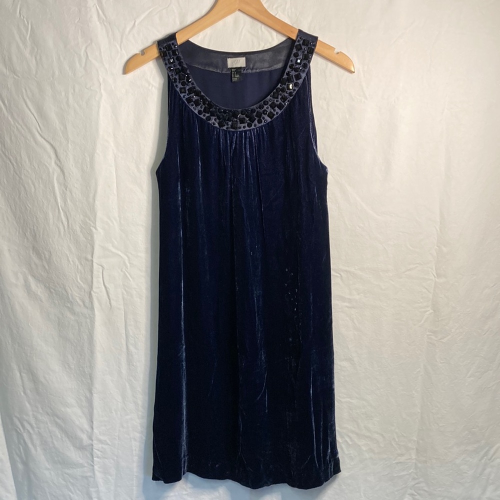 H&M dark blue velvet mini-dress / tunic/ maternity- size 10 2009 Modern Classic